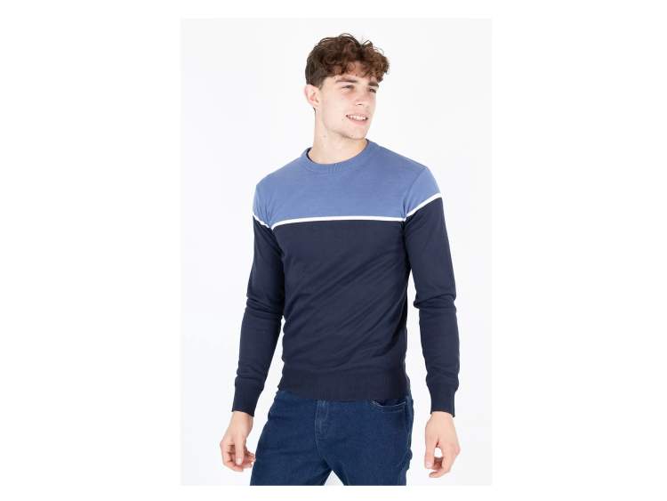 Men's sweater in soft and comfortable yarn, rounded neck and contrasting inserts _ Brugi  Art. CV4U956 (1)