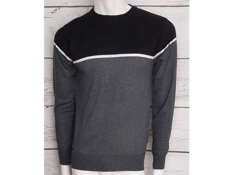 Men's sweater in soft and comfortable yarn, rounded neck and contrasting inserts _ Brugi  Art. CV4U986 (1)