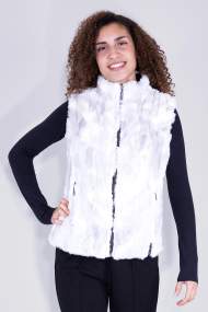 Gilet Reversibile bianco effetto pelliccia e trapuntato nero lato opposto | Donna  _ Brugi - Art. AL1ZGR5