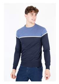 Maglione uomo in filato morbido e confortevole, collo arrotondato e inserti in contrasto _ Brugi - Art. CV4U956
