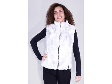 Gilet Reversibile bianco effetto pelliccia e trapuntato nero lato opposto | Donna  _ Brugi - Art. AL1ZGR5