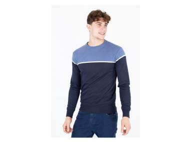 Maglione uomo in filato morbido e confortevole, collo arrotondato e inserti in contrasto _ Brugi - Art. CV4U956