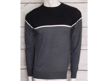 Maglione uomo in filato morbido e confortevole, collo arrotondato e inserti in contrasto _ Brugi - Art. CV4U986